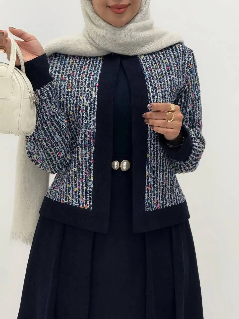 3805-کت و دامن شنل ( ایراددار )